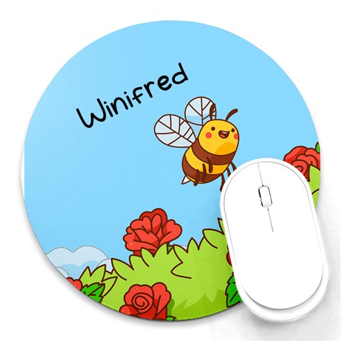 Personalized Bee Name Round Mousepad By Katy Front