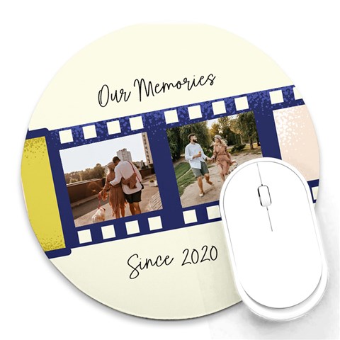 Personalized Film Photo Name Round Mousepad By Katy Front