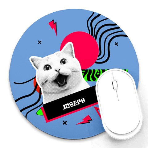 Personalized Cat Name Round Mousepad By Katy Front