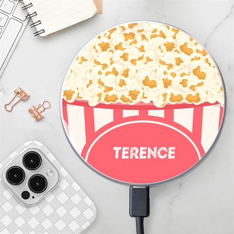 Personalized Popcorn Name Wireless Fast Charger By Katy Front