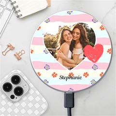 Personalized Heart Photo Name Wireless Fast Charger - Wireless Fast Charger(White)