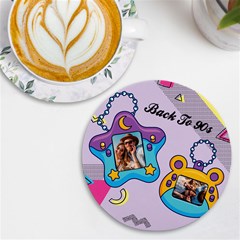 Personalized Tamagotchi Photo Name Round Tile Coaster