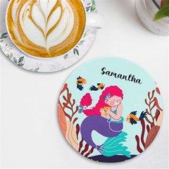 Personalized Memo Style Photo Name Round Tile Coaster