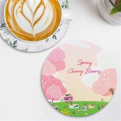 Personalized Spring Cherry Bloom Round Tile Coaster