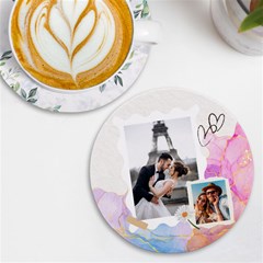 Personalized Memo Style Photo Name Round Tile Coaster