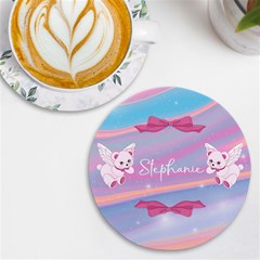 Personalized Angle Bear Name Round Tile Coaster