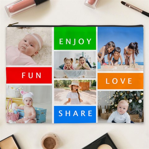 Personalized Photo Any Text Name Cosmetic Bag By Joe Front