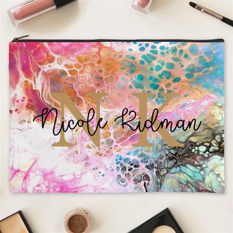 Personalized Initial Name Marble Cosmetic Bag By Joe Front