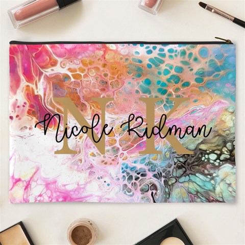 Personalized Initial Name Marble Cosmetic Bag By Joe Back