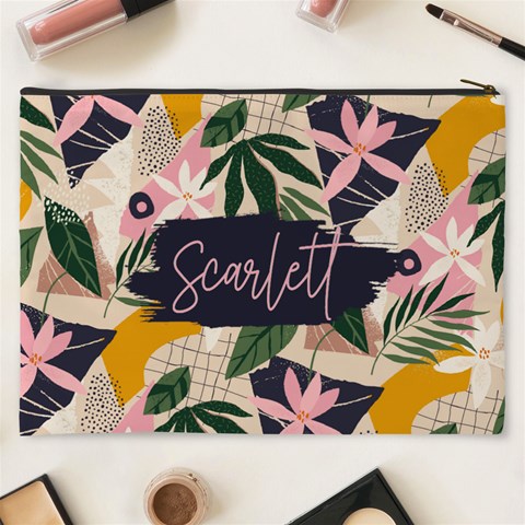 Personalized Tropical Name Cosmetic Bag By Joe Back