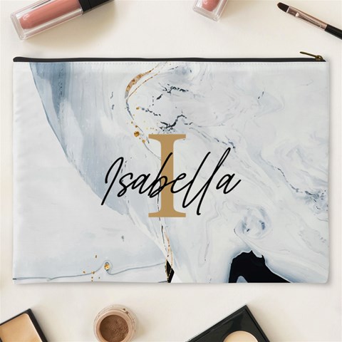 Personalized Initial Name Marble Cosmetic Bag By Joe Back