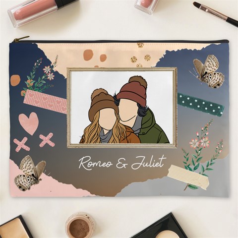 Personalized Photo Illustration Lover Name Cosmetic Bag By Joe Front