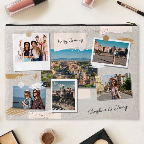 Personalized Collage Travel Photo Any Text Cosmetic Bag By Joe Back