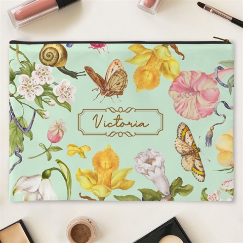 Personalized Floral Name Cosmetic Bag By Joe Back