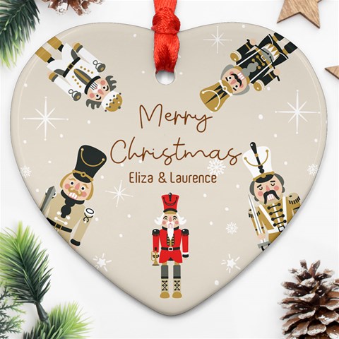 Personalized Nutcracker Name Heart Ornament (two Sides) By Katy Back