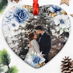 Personalized Flower Photo Name Heart Ornament (Two Sides) Personalized Flower Photo Name Heart Ornament (Two Sides)