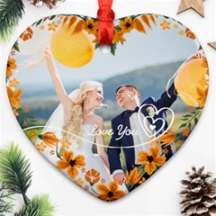 Personalized Yellow Hear Flower Frame Photo Name Heart Ornament (Two Sides) Personalized Yellow Hear Flower Frame Photo Name Heart Ornament (Two Sides)