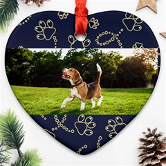 Personalized Pet Foot Photo Name Heart Ornament (Two Sides) Personalized Pet Foot Photo Name Heart Ornament (Two Sides)