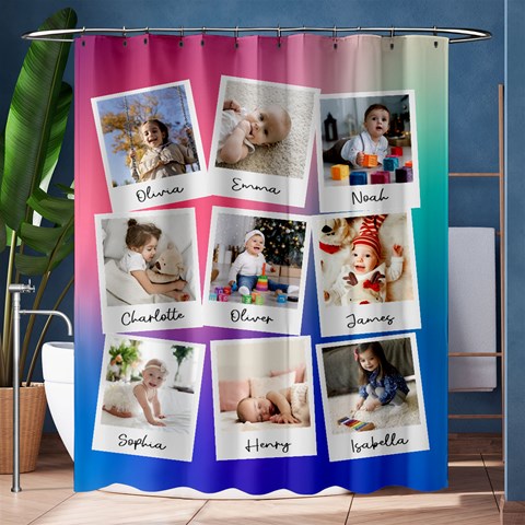 Personalized 9 Polaroid Photo Name Any Text Shower Curtain By Joe 60 x72  Curtain