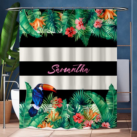 Personalized Tropical Name Any Text Shower Curtain By Joe 60 x72  Curtain