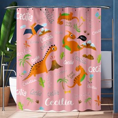 Personalized Baby Dinosaur Name Any Text Shower Curtain - Shower Curtain 60  x 72  (Medium)