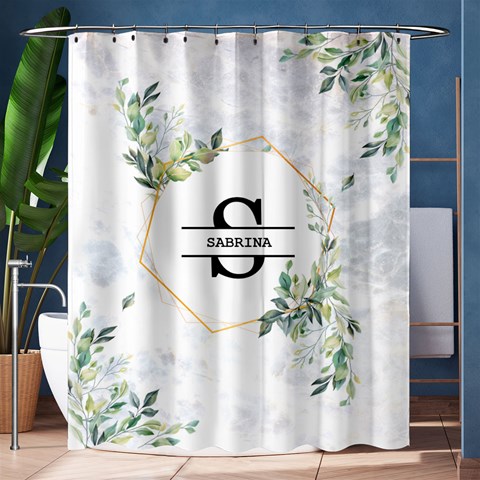 Personalized Initial Name Floral Shower Curtain By Joe 60 x72  Curtain