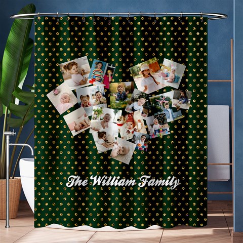 Personalized Heart Shape Family Name Shower Curtain By Joe 60 x72  Curtain