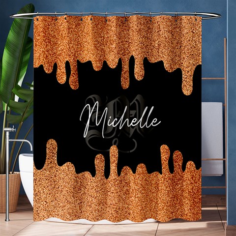 Personalized Glitter Initial Name Shower Curtain By Joe 60 x72  Curtain