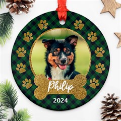 Personalized Christmas Pet Name Any Text Photo Round Ornament - Round Ornament (Two Sides)