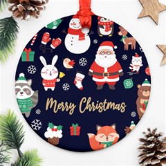 Personalized Christmas illustration Name Any Text Photo Round Ornament - Round Ornament (Two Sides) Personalized Christmas illustration Name Any Text Photo Round Ornament - Round Ornament (Two Sides)