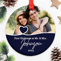 Personalized Christmas Anniversary Photo Name Any Text Round Ornament - Round Ornament (Two Sides) Personalized Christmas Anniversary Photo Name Any Text Round Ornament - Round Ornament (Two Sides)