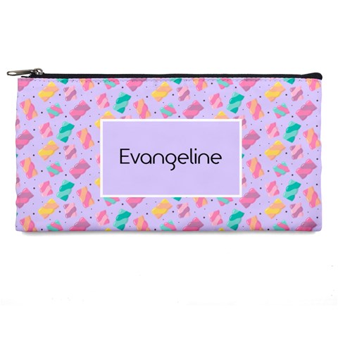 Personalized Cotton Candy Pattern Name Pencil Case By Katy Front