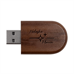 Personalized Shine Star Name Wood Oval Usb Flash Drive