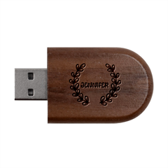 Personalized Leaf Frame Name Wood Oval Usb Flash Drive