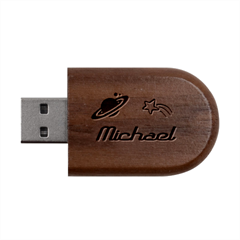 Personalized Planet Name Wood Oval Usb Flash Drive