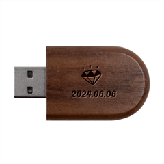 Personalized Diamond Name Wood Oval Usb Flash Drive