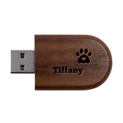 Personalized Pet Foot Name Wood Oval Usb Flash Drive