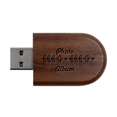 Personalized Leaf Deco Name Wood Oval Usb Flash Drive
