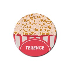 Personalized Popcorn Name Rubber Coaster (round)