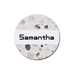 Personalized Stone Pattern Name Rubber Coaster (round)