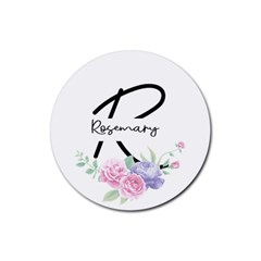 Personalized Flower Name Rubber Coaster (round)