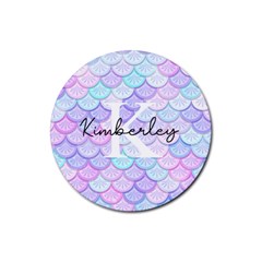 Personalized Mermaid Name Rubber Coaster (round)