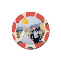 Personalized Fruits Theme Photo Rubber Coaster (round)