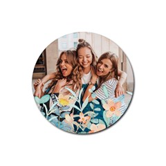 Personalized Water Flower Bottom Photo Rubber Coaster (round)