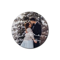 Personalized Rings Line Art Photo Rubber Coaster (round)
