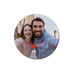 Personalized Love Line Photo Rubber Coaster (round)