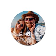 Personalized Flower Deco Photo Rubber Coaster (round)