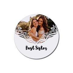 Personalized White Frame Photo Rubber Coaster (round)