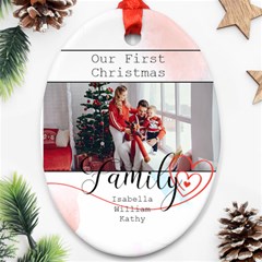 Personalized Family Photo Any Text Oval Ornament (Two Sides)
