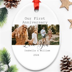 Personalized Love Photo Any Text Oval Ornament (Two Sides)